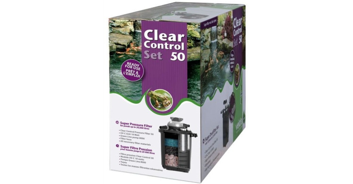 VELDA Clear Control 50 Set + Stérilisateur UV-C 18W Intégré + Pompe Kit Filtre A Pression Pour Bassin Jusqu A 20000 L